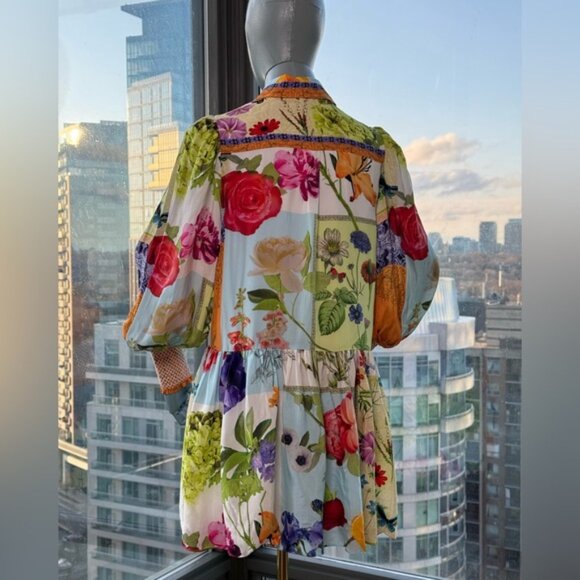 🆕 ALICE + OLIVIA 🧿 NWOT Bertha Floral Blouson Puff Sleeve Shirt Dress - Sz S - Picture 7 of 14